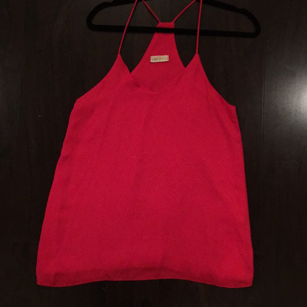 Red Chiffon Blouse Tank